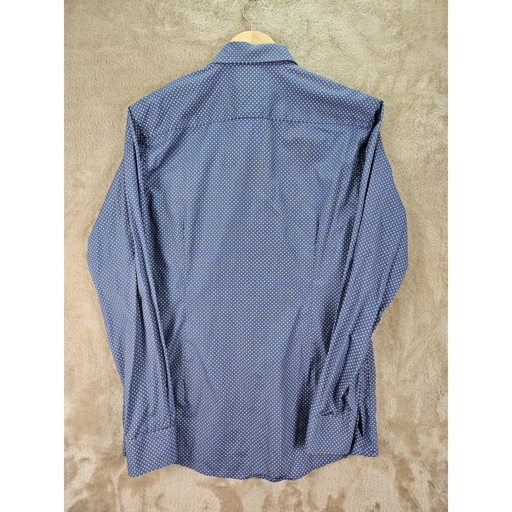 ETON Dress Shirt Geometric-Print Button-down Slim-fit Fine Twill Shirt Blue Size - Picture 9 of 10